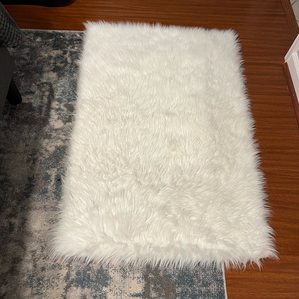 Like‎ new Mainstays 30” x 46” fuzzy white shag rug
